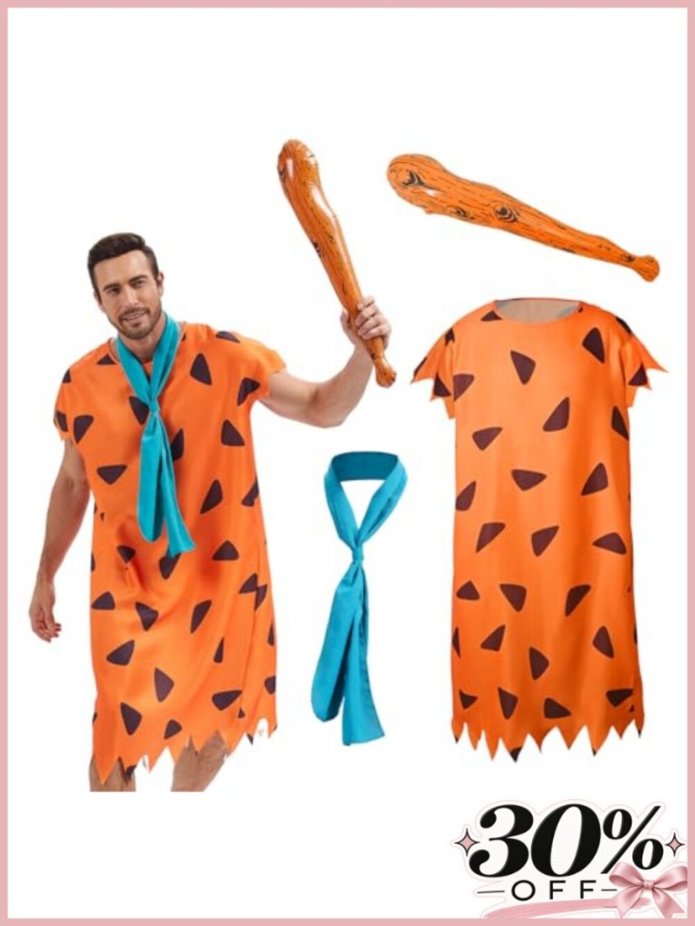 Men's Caveman Halloween Costume Adult Cosplay Outfit Polyester